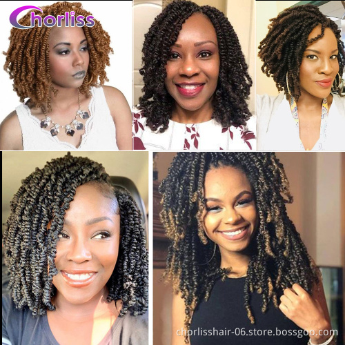 Wholesale Cheap 10''High Temperature Fiber Ombre Spring Twist Braiding Hair Crochet Hair Braid Synthetic Hair Extensions